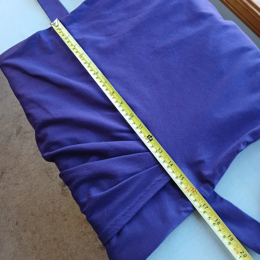 Yathon Purple One Shoulder Wrap Tie Dress XL jersey knit comfy cocktail midi - Picture 13 of 15
